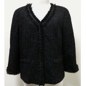Talbots black wool blend tweed cardigan/jacket